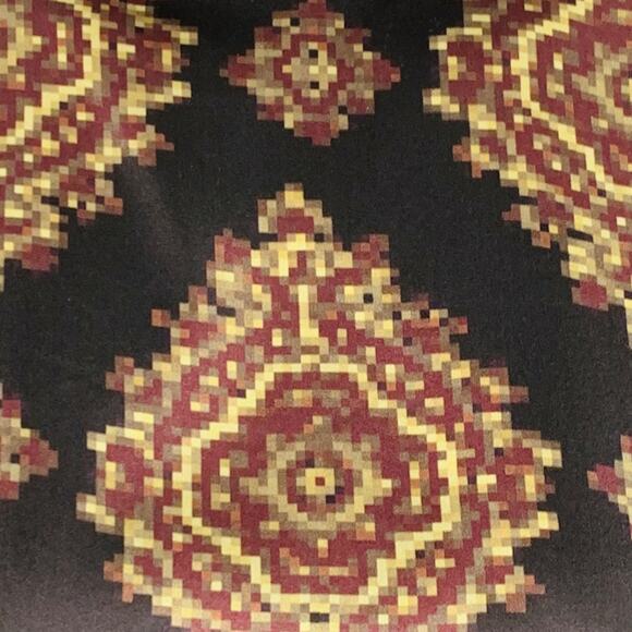 DRIES VAN NOTEN Size 4 Black Yellow Brown Silk Abstract Long Sleeve Dress Top - Picture 2 of 7